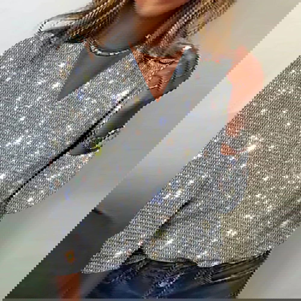 Jade - V-Neck Diamond Blouse - northshorefashion