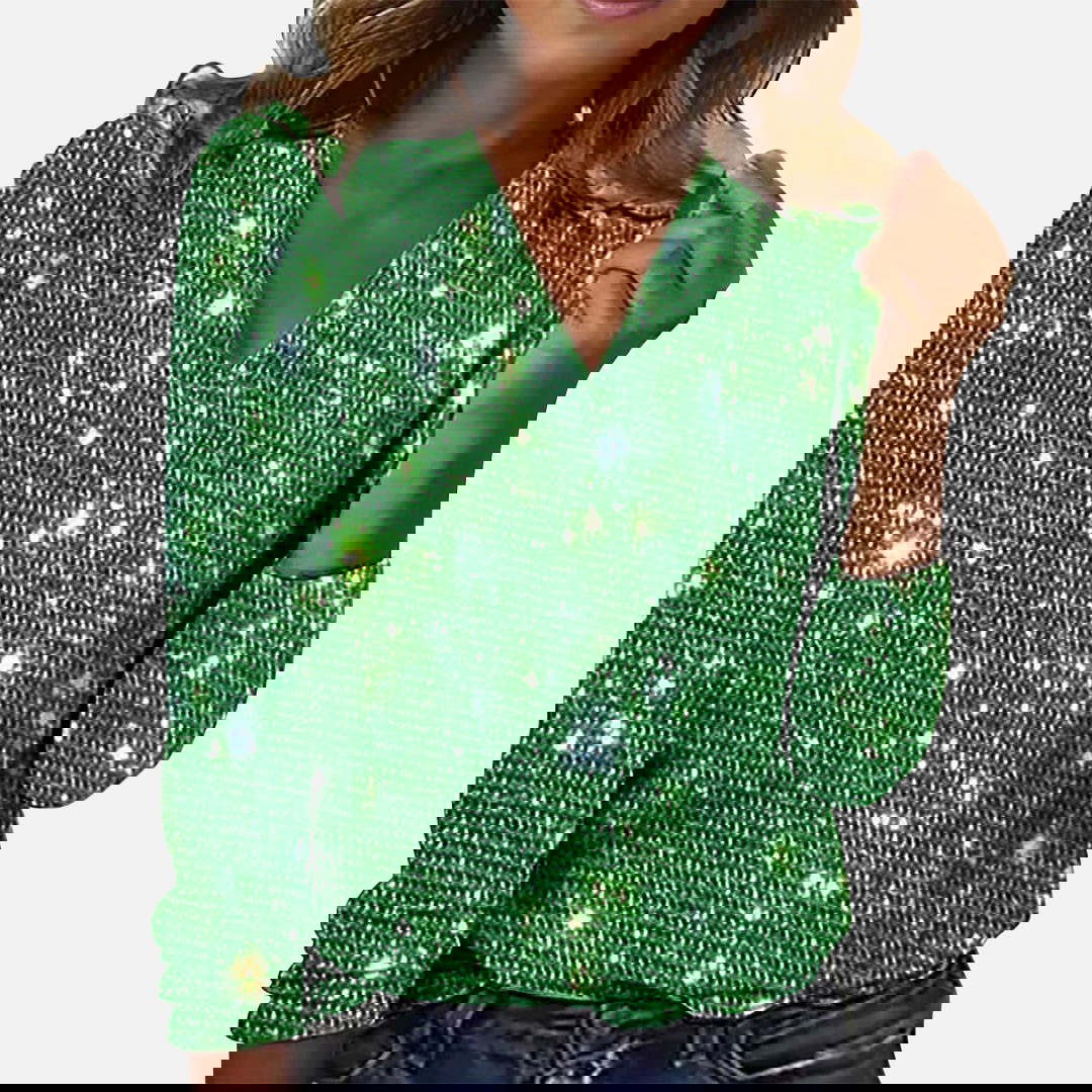 Jade - V-Neck Diamond Blouse - northshorefashion