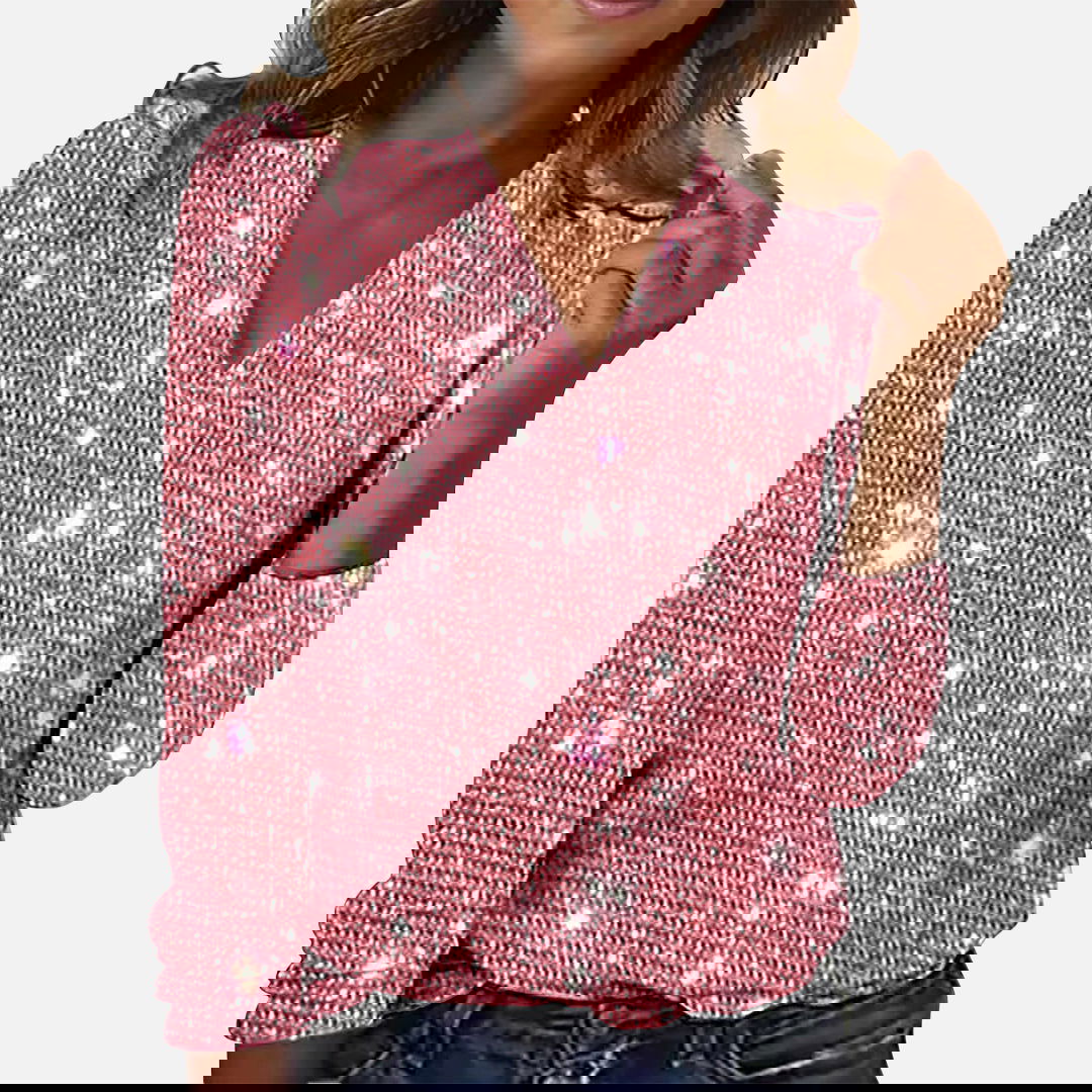 Jade - V-Neck Diamond Blouse - northshorefashion