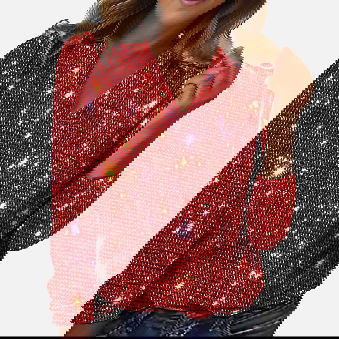 Jade - V-Neck Diamond Blouse - northshorefashion