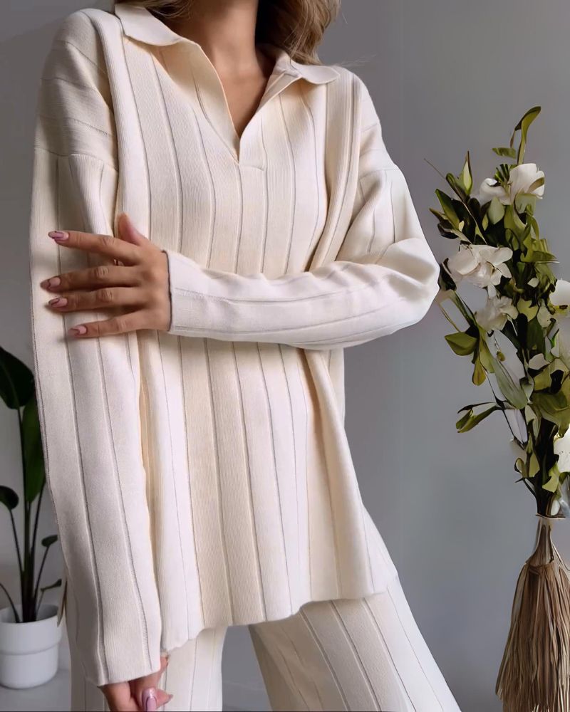 NAVONE - Stylish Pit Stripe Jacquard Two-pieces Set - northshorefashion