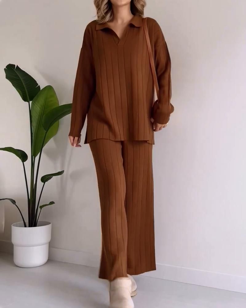 NAVONE - Stylish Pit Stripe Jacquard Two-pieces Set - northshorefashion