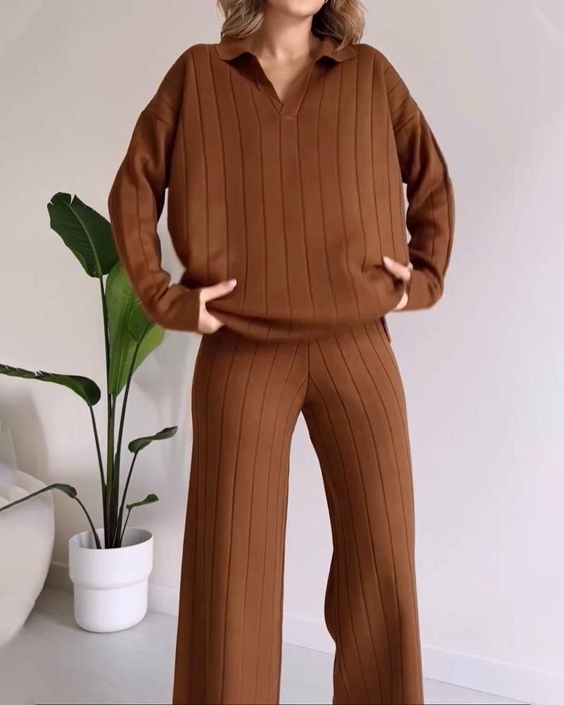 NAVONE - Stylish Pit Stripe Jacquard Two-pieces Set - northshorefashion