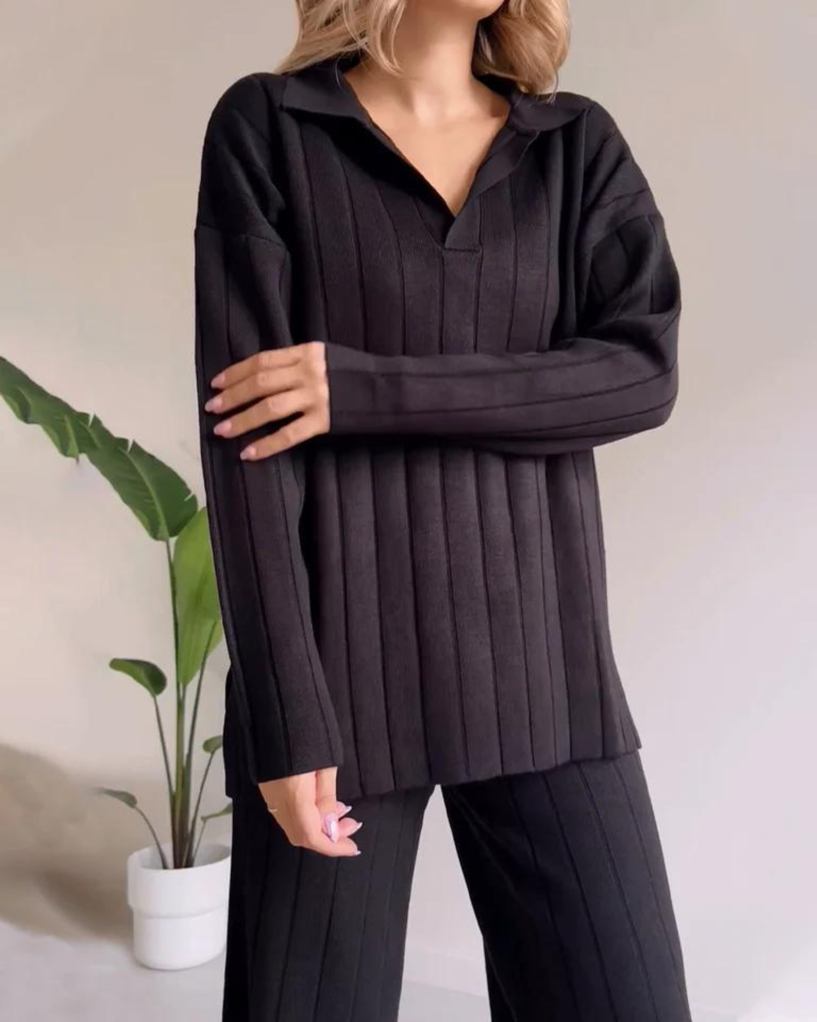 NAVONE - Stylish Pit Stripe Jacquard Two-pieces Set - northshorefashion