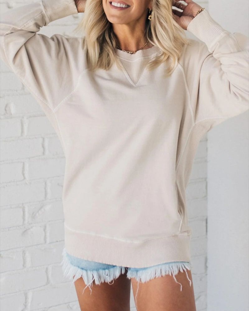 VIOLA - Ribbed Accent Pocketed Pullover - northshorefashion