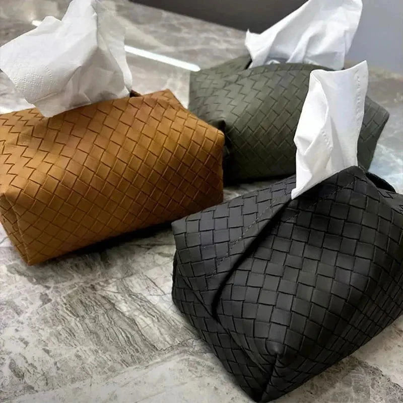 Woven Leather Tissue Box Holder - northshorefashion